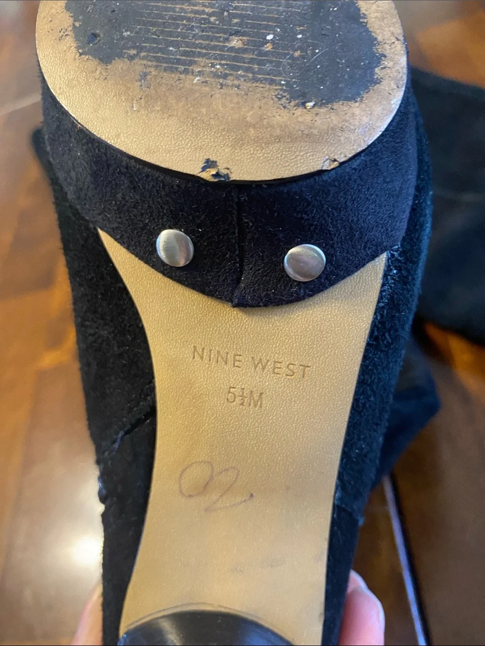 Nine West Black Suede Over-the-Knee Platform Stiletto Boots